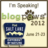 BlogPaws 2012 I'm Speaking Badge 160x160