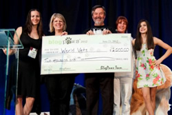 Donation to World Vets on behalf of the winners at the BlogPaws 2012 Nose-to-Nose Pet Blogging & Social Media Awards ceremonies