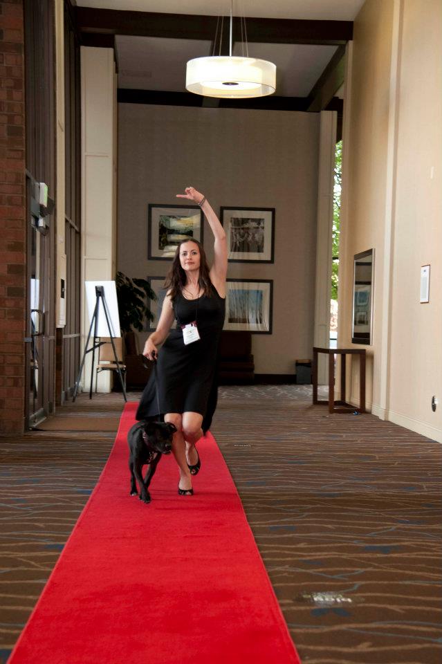 Chloe DiVita and Onyx strut their stuff on the Red Carpet at BlogPaws