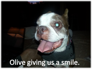 the question is not why the question is what - is making Olive smile?