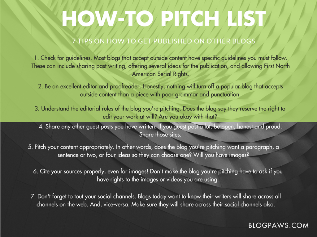 how to pitch blogs list