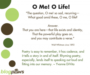 Oh Me Oh Life poetry as narrative in blog posts