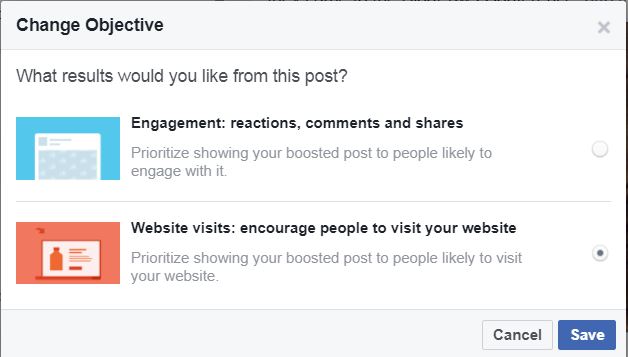 Facebook boost objectives