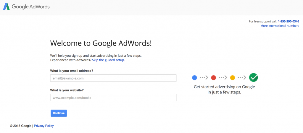 Signup for Google AdWords