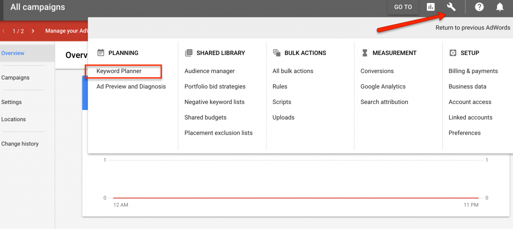 Google Keyword Planner setup