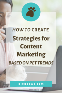 Woman sipping coffee at computer with cat on her lap and headline How to Create Content Strategies Base on Pet Trends