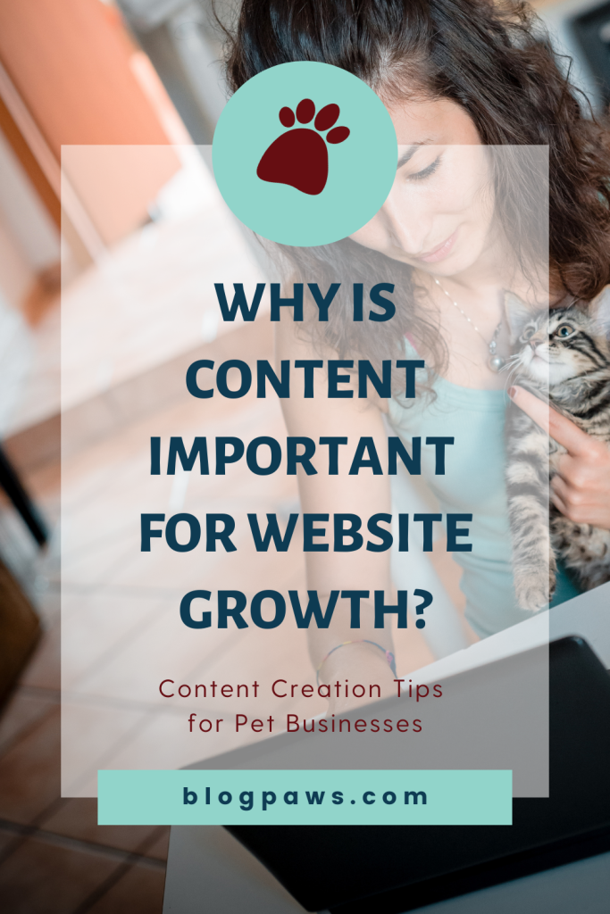 Why is content important for website growth overlay on woman holding kitten