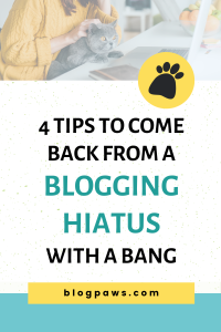 woman sitting in front of laptop with cat pin | How to Come Back From a Blogging Hiatus With a Bang