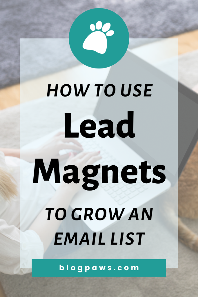 woman sitting on floor with laptop and cat pin | How to Use Lead Magnets to Grow an Email List