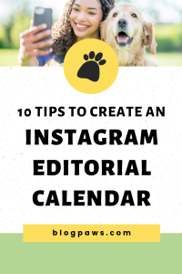 woman taking selfie with a dog pin | 10 Tips to Create an Instagram Editorial Calendar