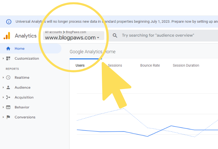 screenshot of universal analytics | How to Install Google Analytics 4 on WordPress