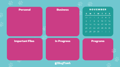blue and pink wallpaper with calendar preview | BlogPaws Organizational Wallpaper