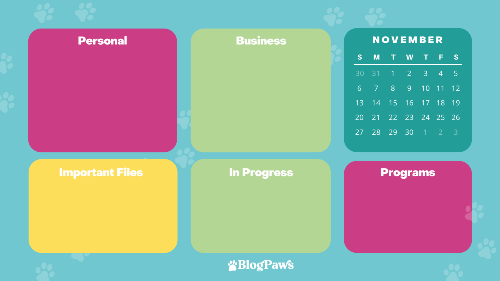 blue wallpaper with calendar preview | BlogPaws Organizational Wallpaper
