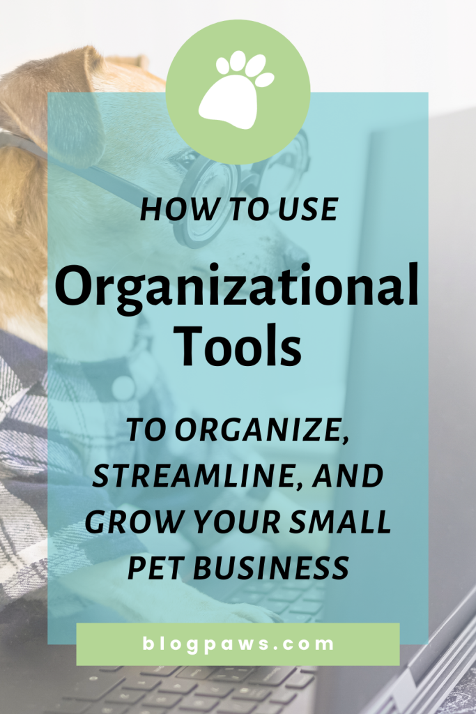 dog wearing glasses looking at laptop pin | How to Use Organizational Tools to Organize, Streamline, and Grow Your Small Pet Business