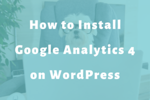 dog sitting at computer with glasses slide updated | How to Install Google Analytics 4 on WordPress