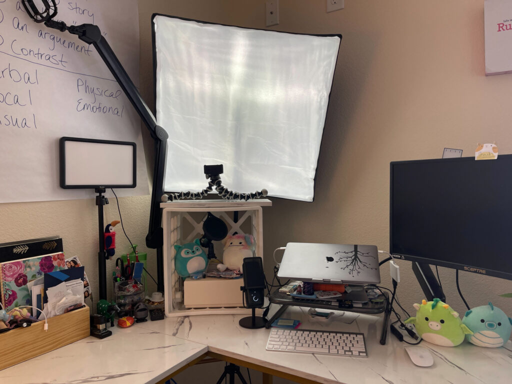 Skytex Softbox Lighting Kit set up on desk