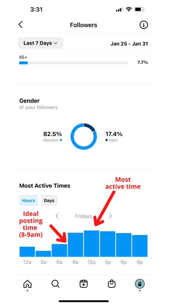 screenshot of Instagram analytics | 6 Tips for Making Reels on Instagram Like a Pro