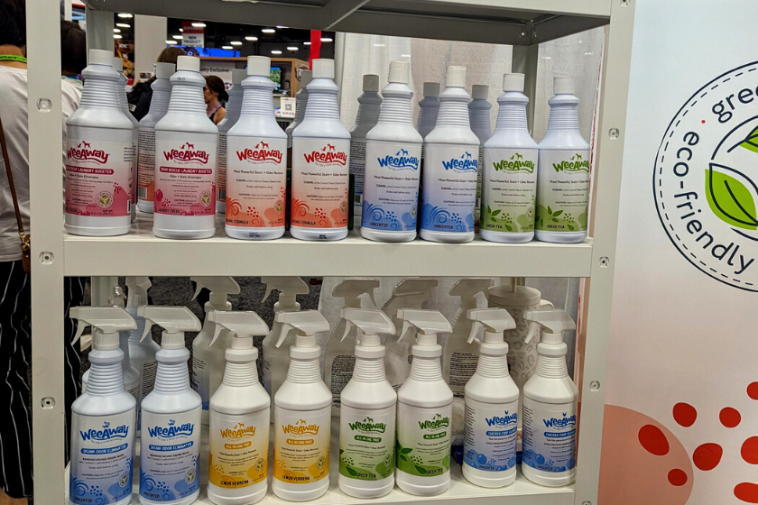 wee away cleaning products on shelves | Introducing the BlogPaws Best Award Winners at SuperZoo 2023