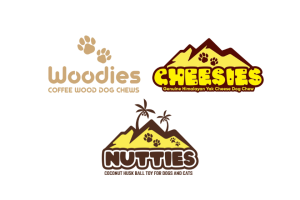logos for woodies, cheesies, and nutties