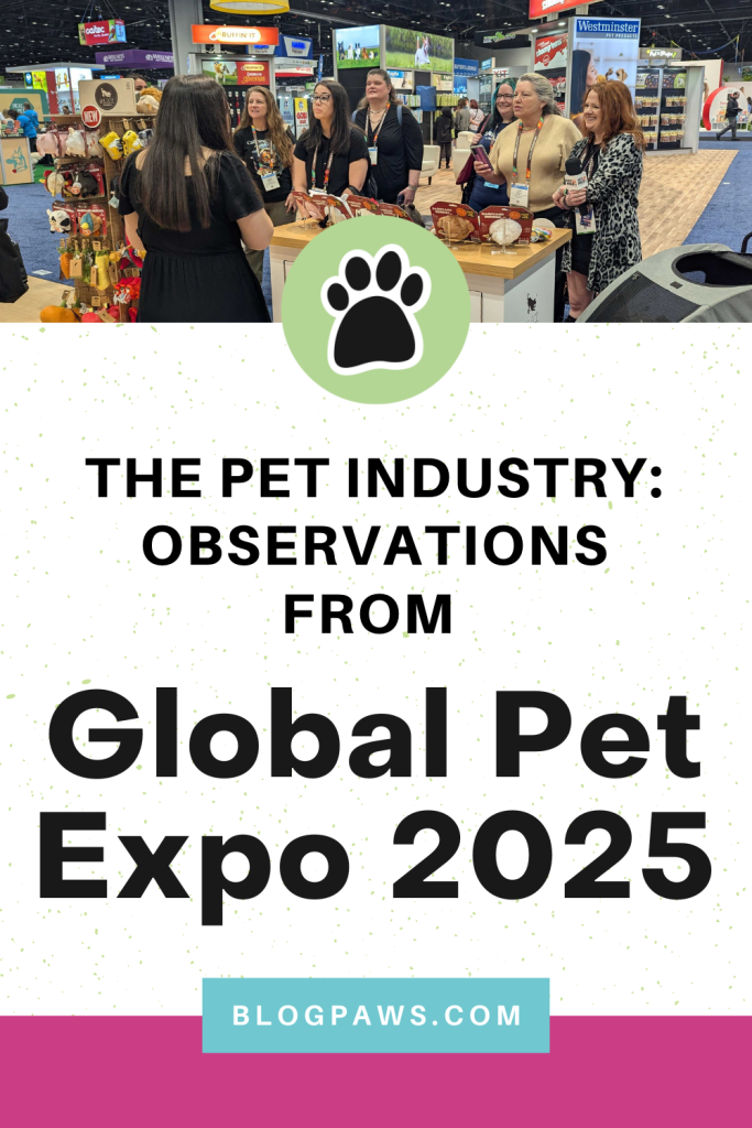 a group of people speaking at a pet trade show in a pinterest graphic | The Pet Industry: Observations from Global Pet Expo 2025